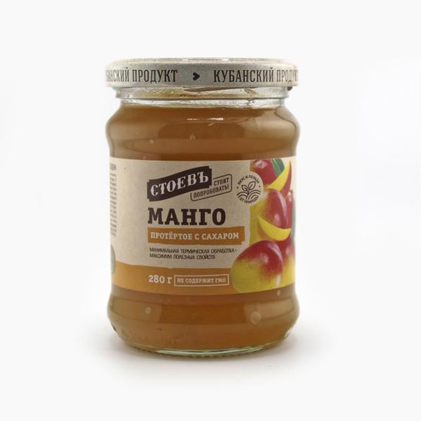 Манго СТОЕВЪ протёртое с сахаром 280 гр ст/б